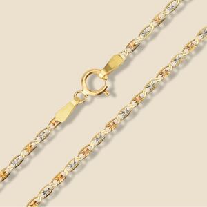 14k Solid Gold Tri-Color Chain Necklace | Birthday Gift | Timeless Chain | 20”